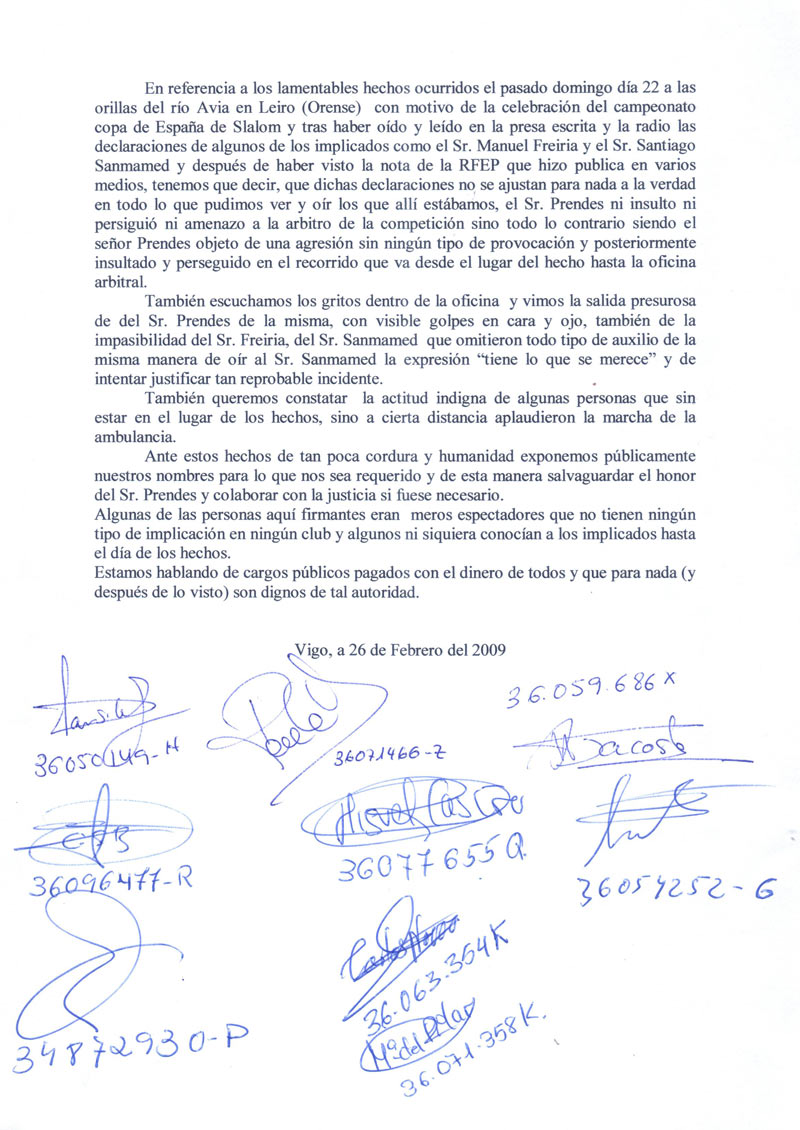 Carta testigos de la agresión