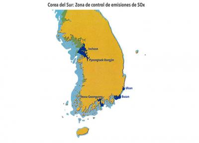  Corea del Sur designa una zona de control de emisiones de SOx en sus aguas 