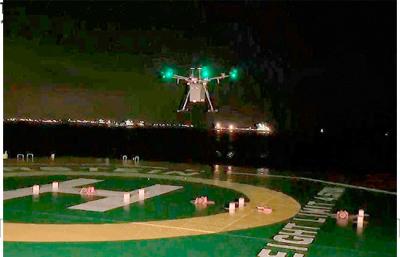 Primera entrega nocturna de material mediante un dron a un buque fondeado Primera entrega nocturna de material mediante un dron a un buque fondeado