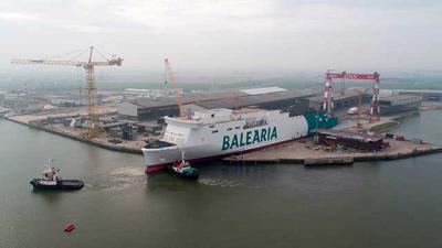  Puesto a flote el Hypatia de Alejandría de Baleària, primer ferry propulsado con GNL del Mediterráneo 