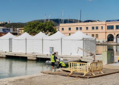 La feria náutica abrirá sus puertas del 30 de abril al 3 de mayo. Palma International Boat Show ultima el montaje del recinto ferial con más de 240 profesionales