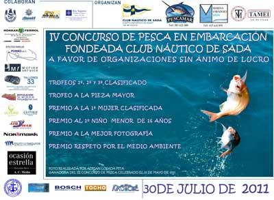 IV CONCURSO DE PESCA EN EMBARCACIÓN FONDEADA- CLUB NAUTICO DE SADA. IV CONCURSO DE PESCA EN EMBARCACIÓN FONDEADA- CLUB NAUTICO DE SADA.