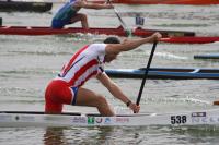 José Luis Bouza, Jovino González, y el técnico Esteban Alonso representación en Vichy del Kayak Tudense