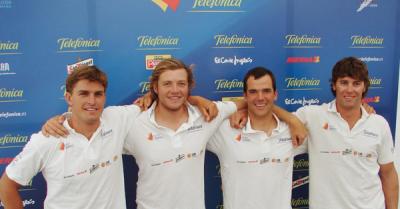 Cuatro jovenes promesas de la vela oceanica, con el equipo Telefonica Cuatro jovenes promesas de la vela oceanica, con el equipo Telefonica