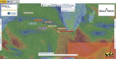 Día 51 de regata de la Golden Globe Race. Límite sur en el Océano Índico elevado a 42 ° S Día 51 de regata de la Golden Globe Race. Límite sur en el Océano Índico elevado a 42 ° S