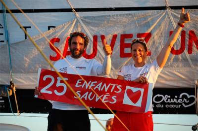 Samantha Davies y Tanguy de Lamotte, proa a Barcelona