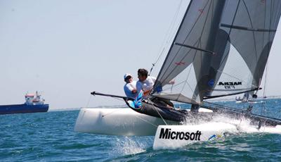 Jaime Hugo y Ramón Calero, primeros líderes de las Ligas de Catamarán y Patín a Vela en aguas de Cádiz Jaime Hugo y Ramón Calero, primeros líderes de las Ligas de Catamarán y Patín a Vela en aguas de Cádiz
