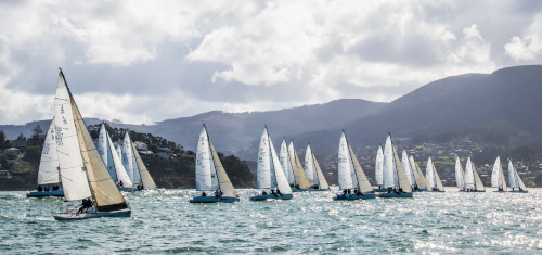 La flota de J80 de Galicia en Baiona -Foto © Rosana Calvo