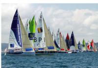A las 14,00 horas en la bahía de Gijón los 45 participantes de la Solitaire du  Figaro pusieron rumbo a Brest