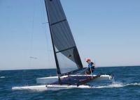 Rafael Ruiz y Paco Fernández, y el F18 de Marcos Jimenez y Antonio Morales, ganadores de una entrega de las Ligas de Patín a Vela y Catamarán
